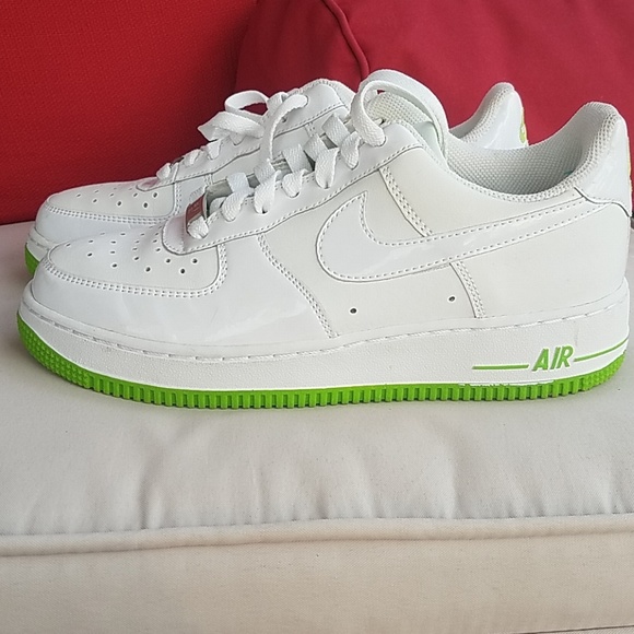 lime green and grey air force ones